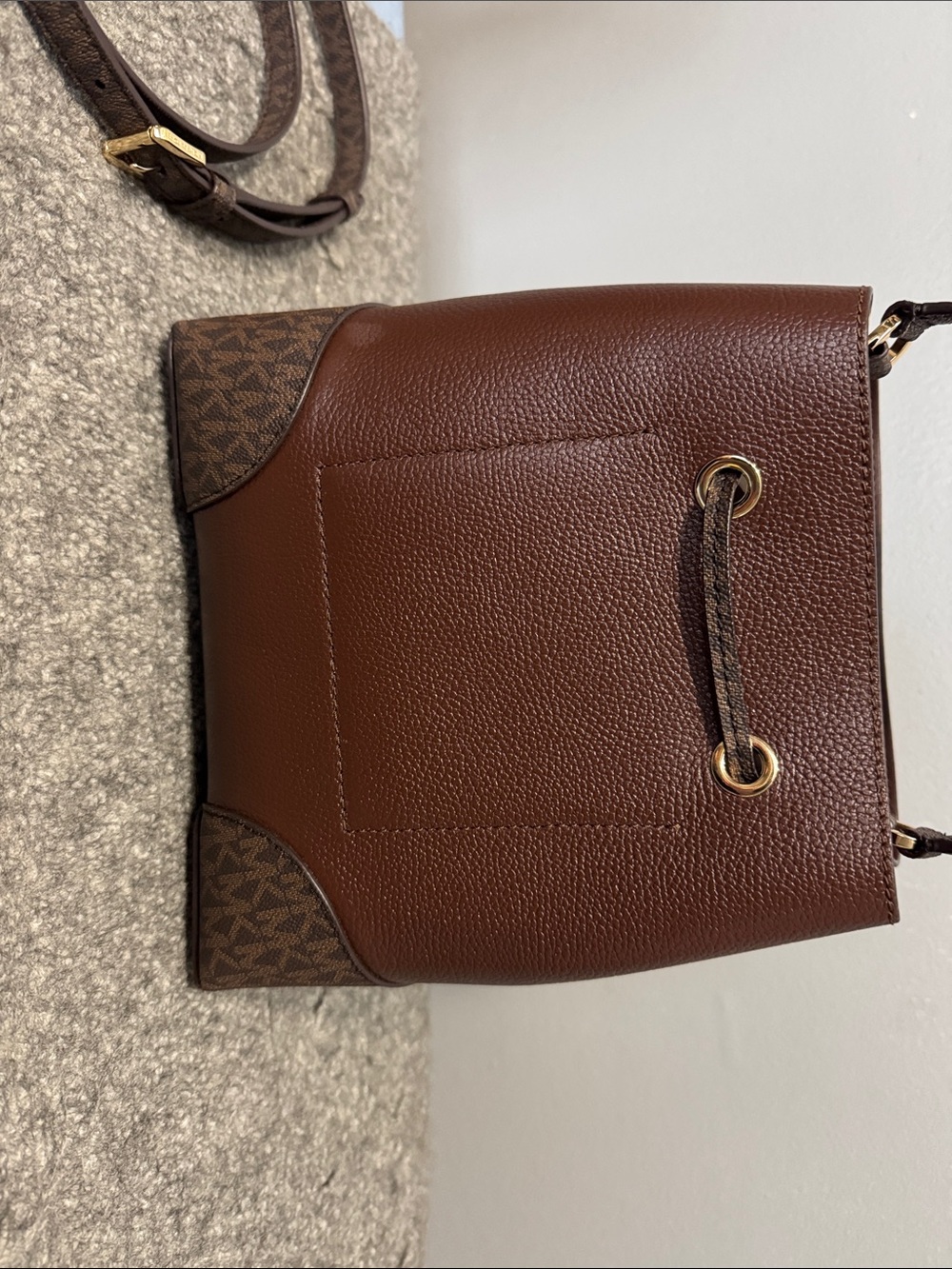 Michael Kors Chocolate Brown Pebbled Leather Drawstring Bucket Bag - Picture 5 of 5
